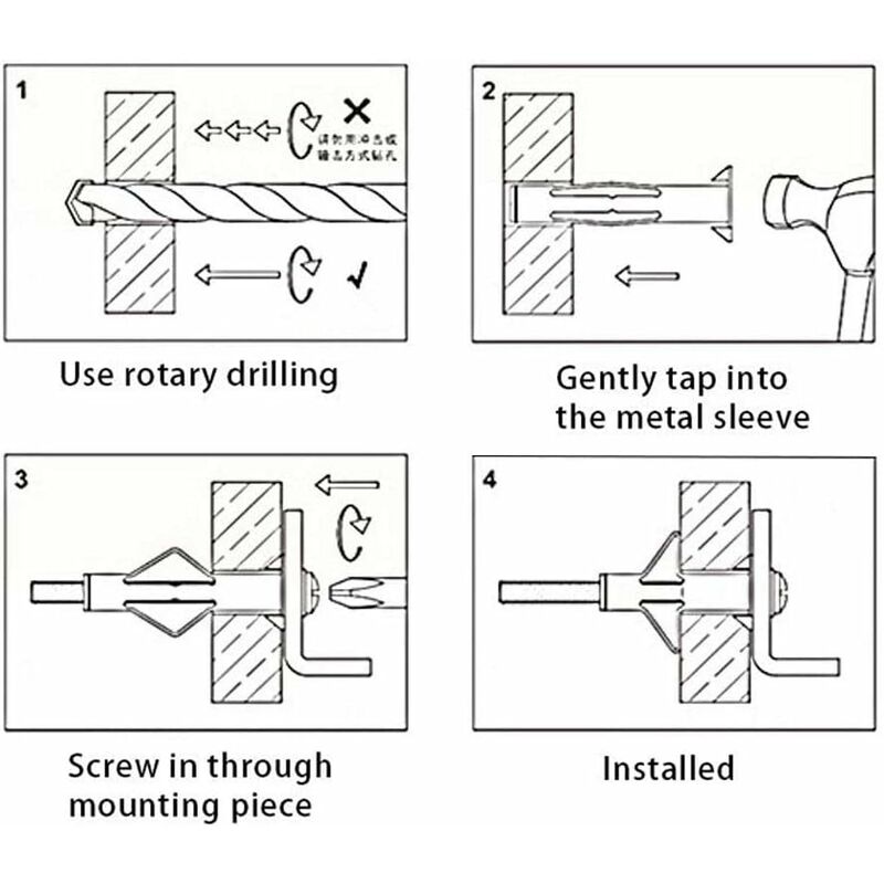 150 Pieces Plasterboard Anchors, Plasterboard Anchors With Screws, Plasterboard Wall Fixings, Hollow Wall V1188-MS-227-1233