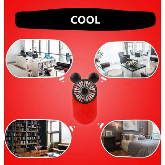 Cute Mini Personal Fan, 3 Adjustable Speeds, Portable Stand, For Indoor Outdoor Activities, 3 Pack Cute Mouse V1188-MS-227-1234