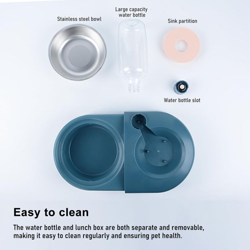 Cat Bowl, Dog Bowl, Automatic Water Bottle, Tilted Raised Water Bowl For Small And Medium Dogs And Cats V1188-MS-227-1257