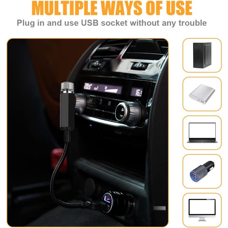 Atmosphere Light, Usb Car ROof Lamp Starry Sky Atmosphere LED Projector Red Night Light Adjustable Multiple V1188-MS-227-1296