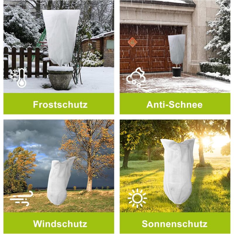 3 pcs Set Winter Plant Covers With Drawstring And Zipper 80G/M2 Polypropylene Winter Covers Heavy Duty V1188-MS-227-1366