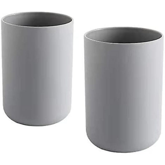 2 pcs Toothbrush Cups, Bathroom Toothbrush Holder, Mug, Plastic Cup 300Ml (Grey & Grey) V1188-MS-227-1379
