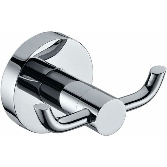 2 Pack Modern Polished Chrome Wall Hooks Solid Brass Double Towel Bar Bathroom Toilet Hat Clothes Wall Hanger V1188-MS-227-1384