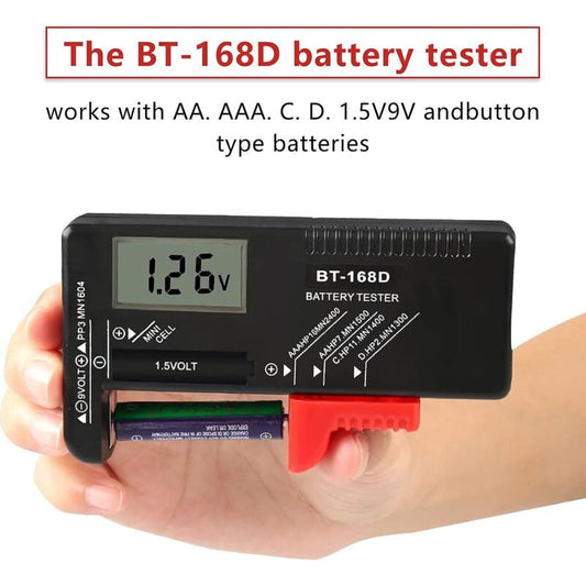 Digital Battery Tester, Universal Battery Tester, Battery Tester, For Aa, Aaa, C, D, Pp3, 9V, 1.5V, Button V1188-MS-227-1392