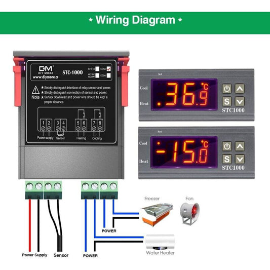 Stc-1000 Temperature Controller, 12V 10A Multi-Purpose Digital Thermostat With Ntc Probe For Fermentation V1188-MS-227-1405