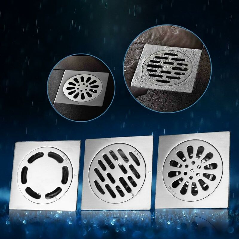 Floor Drain Stainless Steel Thick Anti-Odor Square Shower Drain For Bathroom 100Mm (Style : 2) V1188-MS-227-1407