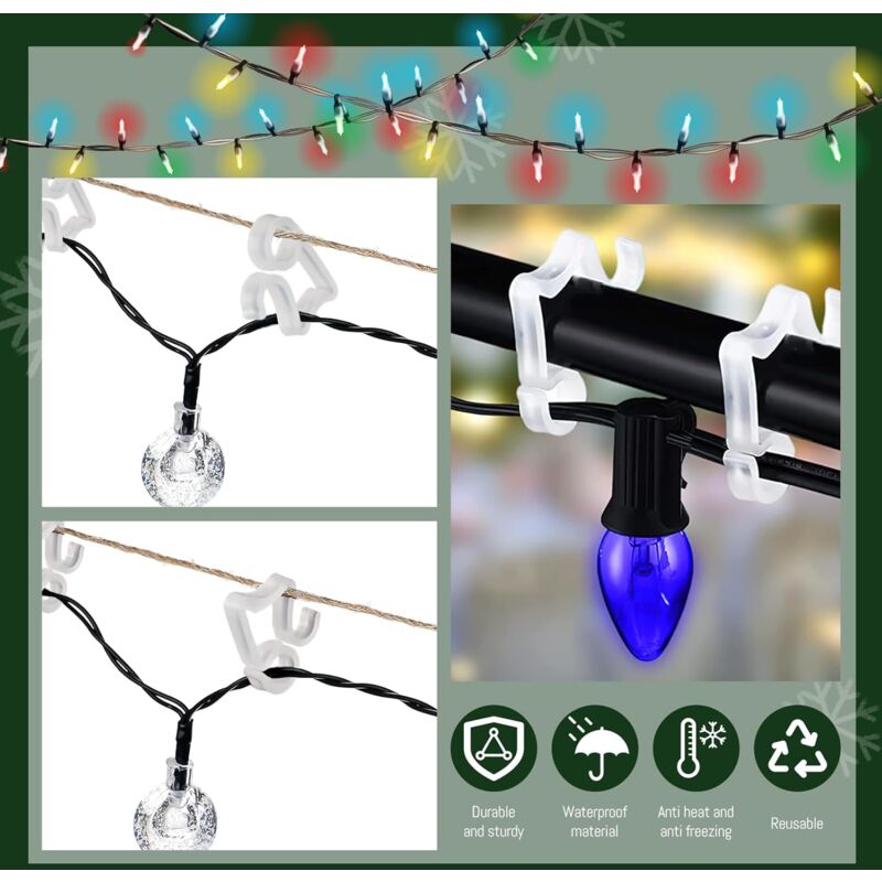 100 pcs Gutter Hooks, Outdoor String Lights Clips, Gutter Garland Hooks, Gutter Hooks For Christmas V1188-MS-227-1424