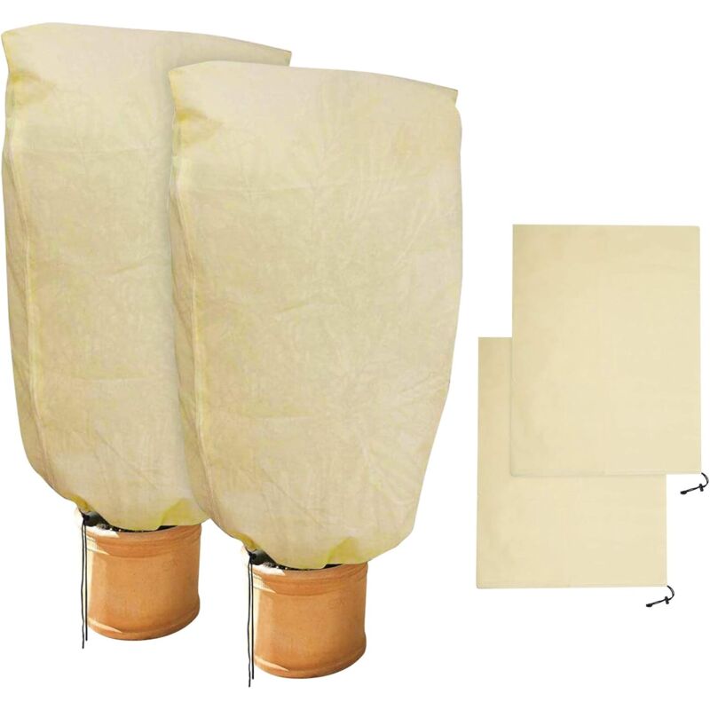 2 Pieces Plant Winter Protection Bags Winter Protection For Potted Plants, Beige, Solid, 100 X 80 Cm V1188-MS-227-1526