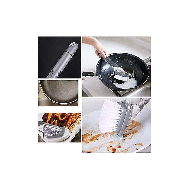4 Pack Replaceable Brushes Dish Brush Refills, 2 In 1 Sponge And Bristle Brushes For Dish Washing, Easy V1188-MS-227-1537