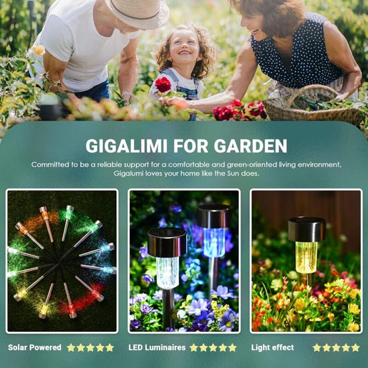 Colorful Outdoor Solar Garden Lights Stainless Steel LED Lights 12 pcs Wireless For Outdoor, 4.529.5Cm V1188-MS-227-1548