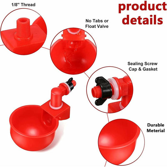 6 pcs Automatic Chicken Waterer Supplies Bowl Cups Plastic Bowl, Poultry Water Dispensers Automatic Drinking V1188-MS-227-1571