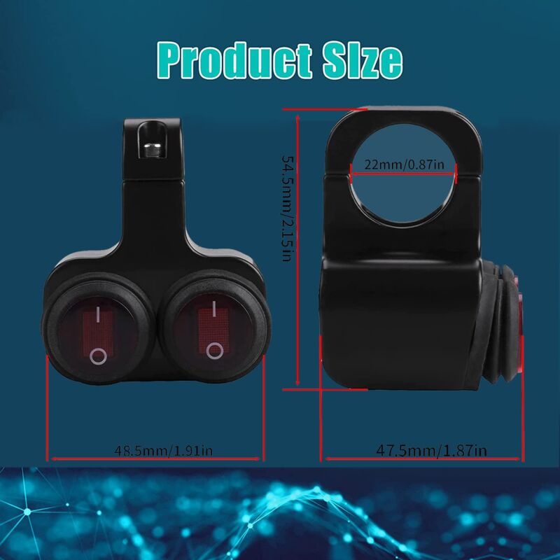12V Waterproof Motorcycle Atv Bike 22Mm 7/8 Inch Handlebar Dual Control Kill Button Headlight Switch Hazard V1188-MS-227-1591