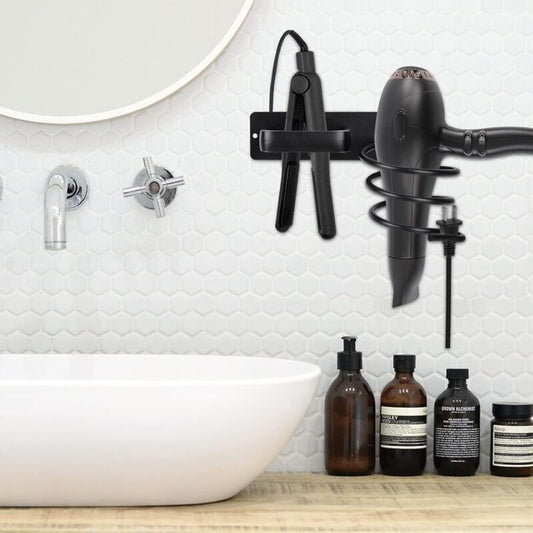 Hair Dryer Holder And Straightener Stand, Hair Dryer Holder With Cable Management, Wall Mounted Hair Dryer V1188-MS-227-1658