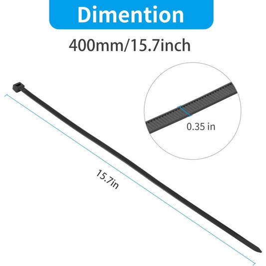 100 Pieces White Large Cable Ties, Extra Long 400Mm X 9Mm Cable Tie Nylon Uv Resistant, 80 Kgs Heavy Duty V1188-MS-227-1672
