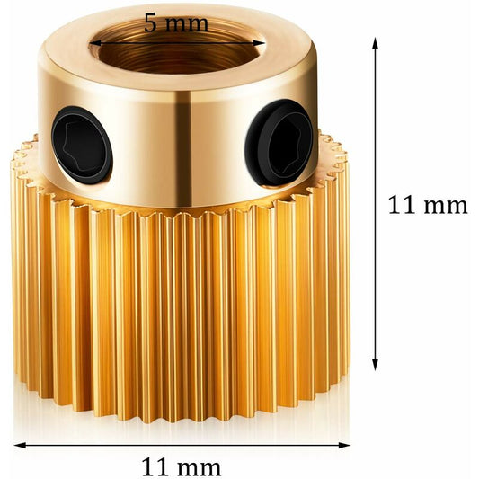 Extruder Wheel 3D Printer Parts Gear 40 Teeth Brass Extruder Wheel Compatible With Cr-10, Cr-10S, S4, S5, V1188-MS-227-1679
