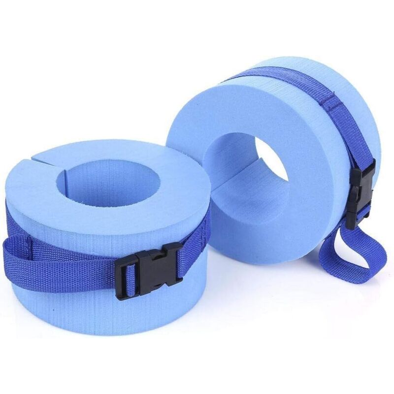Foam Swimming Armbands, Water Aerobics Float Ring, Ankle Arm Belts With Quick Release Buckle 2 Pack, Blue V1188-MS-227-1722