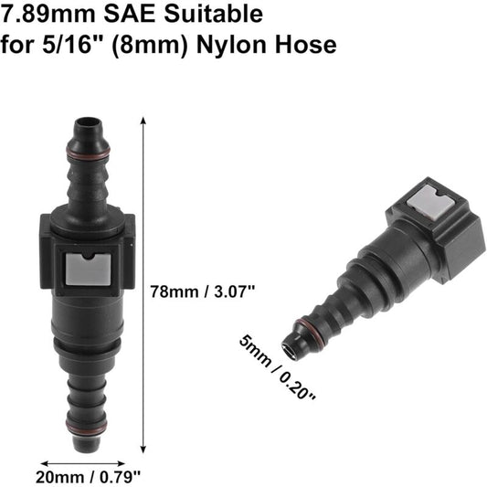 7.89Mm To 8Mm Straight Car Fuel Hose Quick Release Connector 2 Set V1188-MS-227-1742