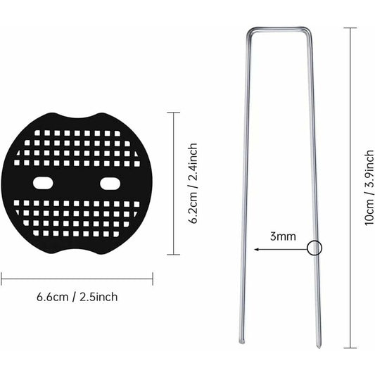 50 Garden Stakes With Washers, Galvanized Steel Tarpaulin Fixing Stakes, Mulch Fabric Fixing Staples, V1188-MS-227-1758