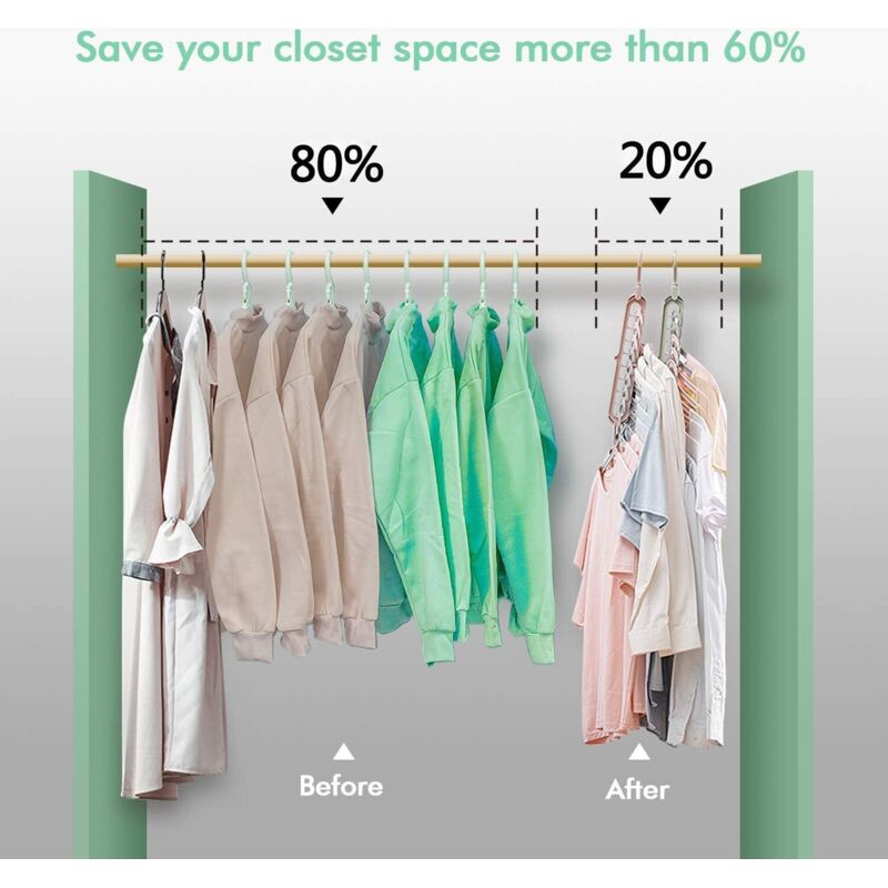 12 pcs Magic Hangers, Premium Quality Foldable Hangers, Multi-Function Space Saving Hangers, For Storing And V1188-MS-227-1813