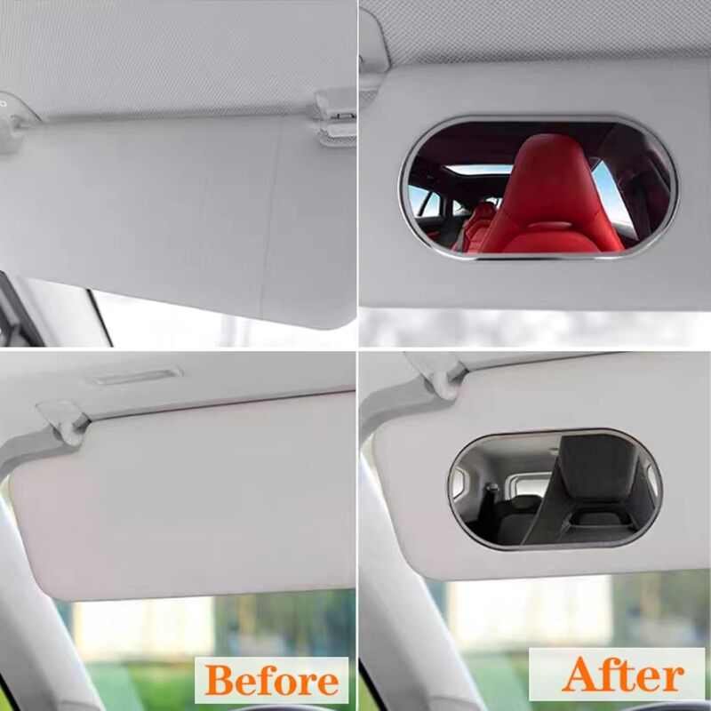 Car Sun Visor Mirror, Vehicle Makeup Mirror, Self-Adhesive Vanity Mirror For Truck, Suv (Oval) V1188-MS-227-1814