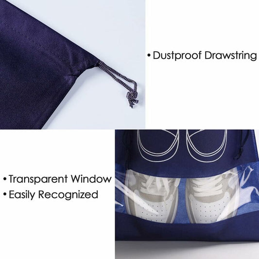 Travel Shoe Bag, Waterproof Dustproof Fleece Shoe Bag Set With Clear Window And Drawstring (3244Cm) -10 V1188-MS-227-1839