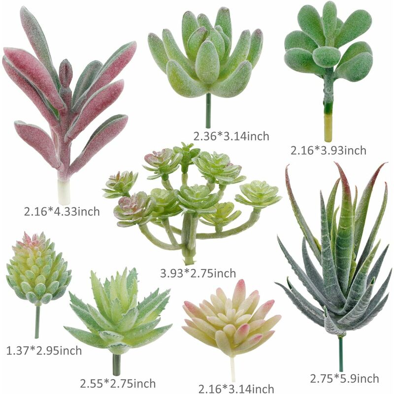 18 pcs Artificial Succulent Plants Flocking Potless Mini Fake Succulent Plants For Lotus Landscape Decorative V1188-MS-227-1919