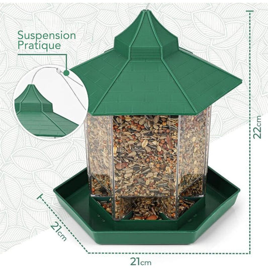 Hanging Outdoor Bird Feeder - Large Capacity Hexagonal Bird Feeder, Waterproof - Outdoor Bird Feeder With Seed V1188-MS-227-1946