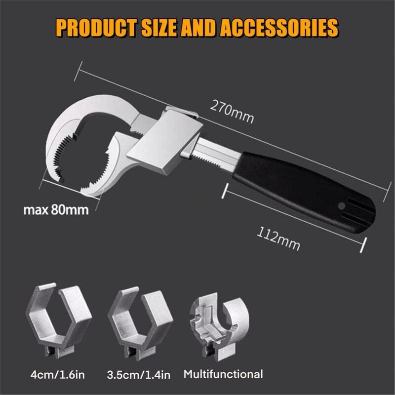 Adjustable Double End Universal Wrench - Multi-Function Crescent Wrench For Sanitary Water Pipe Repair V1188-MS-227-2165