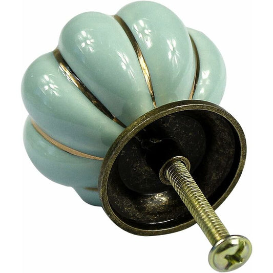 10 pcs Vintage European Style Ceramic Pumpkin Cabinet Knobs Dresser Cupboard Drawer Pull Handles Knobs, Light V1188-MS-227-2204