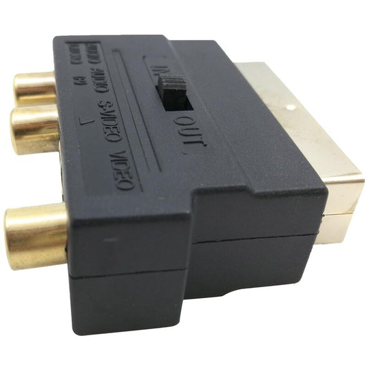 Rgb Scart 21 Pin Male To 3 Rca Av Female Converter + Video Adapter (Black) V1188-MS-227-2217