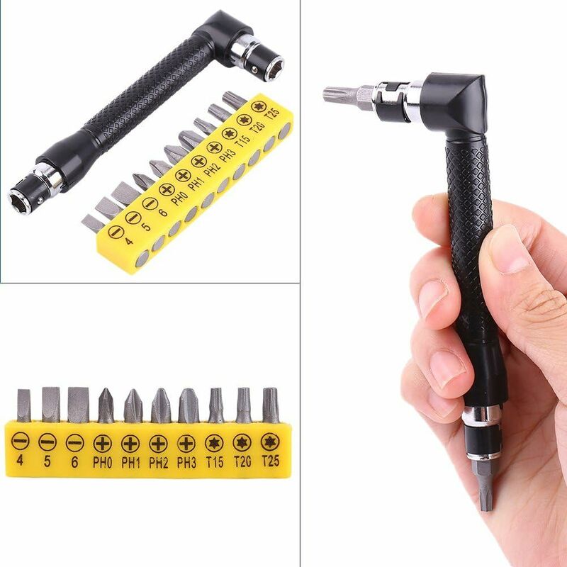 10 pcs Screwdriver L-Shaped Extension Handle Double Head Hex Socket Screwdriver Torx Slotted Screwdriver Kit V1188-MS-227-2267