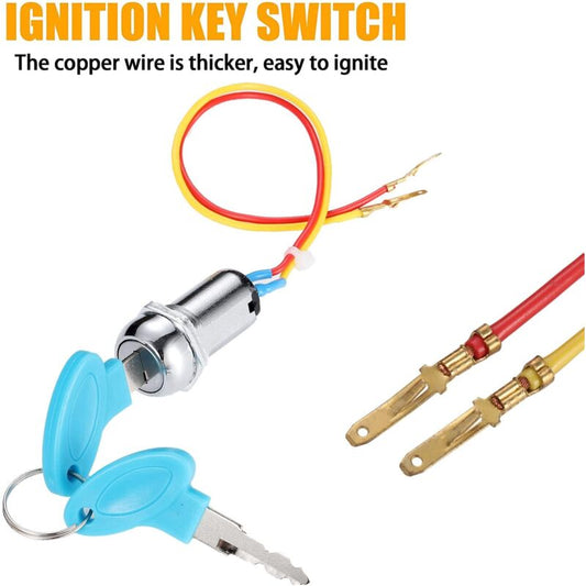 2 Wire Ignition Switch, Key Start Switch With 2 On-Off Buttons For Electric Scooter Atv Moped Go Kart V1188-MS-227-2269