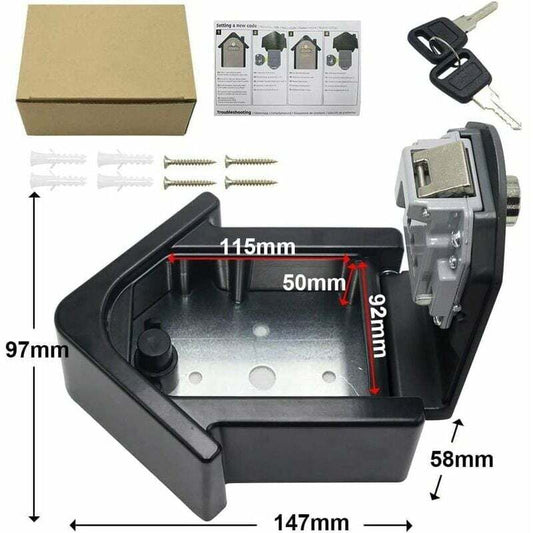 Wall Mounted Key Safe Box With Digital Code & Emergency Keys, Large Key Safe Box Xl Size Outdoor Key Safe For V1188-MS-227-2305