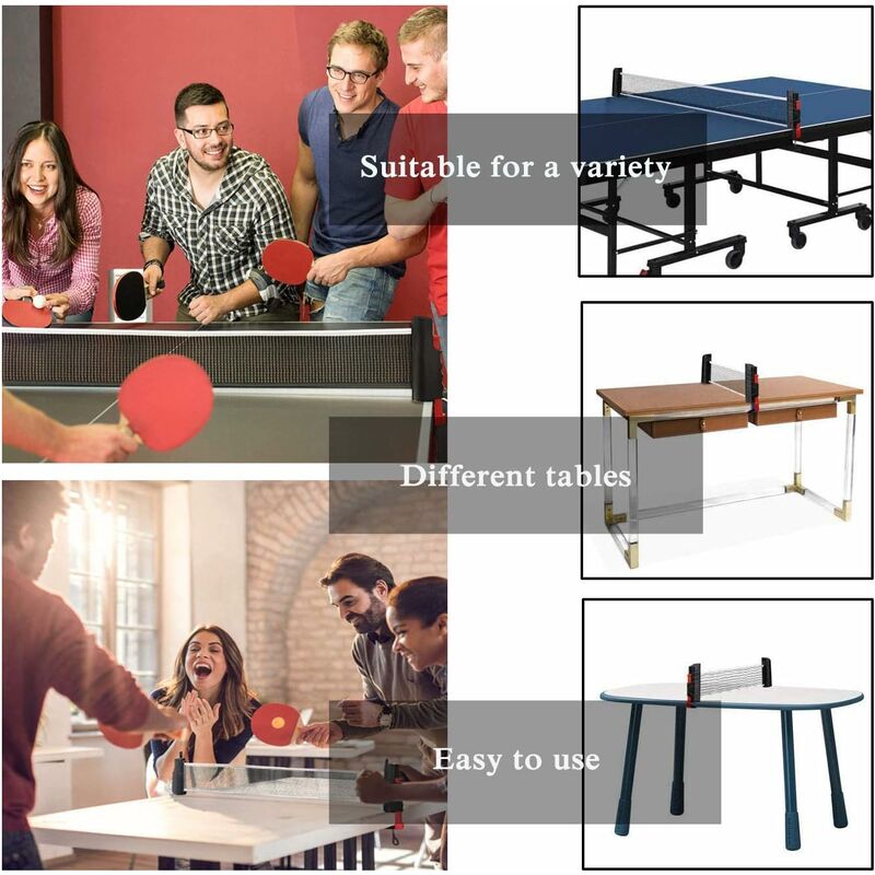 Retractable Table Tennis Net, Portable Table Tennis Net Stand, Perfect For Ping Pong Table, Desk, Dining V1188-MS-227-2308