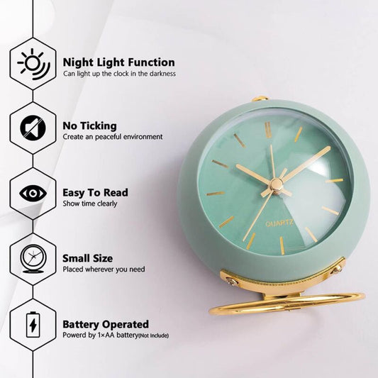 Retro Non-Ticking Analog Alarm Clock With Night Light, Silent, Easy Operation And Loud Alarm, Gift For Mom On V1188-MS-227-2320
