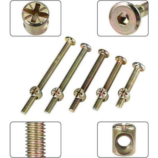 50 Pieces Hex Head Bolts, Bolts With Cylinder Nuts, Bolts With Cylinder Nuts Assortment Kit, For Furniture, V1188-MS-227-2374