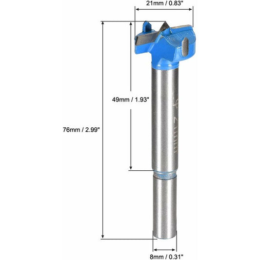 Wood ROuter Bit Reamer Drilling Bit 21Mm Dia. Carbide Alloy Steel Tipped ROund Shank Cutter For Woodworking V1188-MS-227-2394