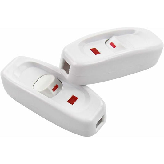 2 pcs Ac 250V 10A Inline On/Off ROcker Switch Desk Lamp Cable Switch With LED Indicator White V1188-MS-227-2433