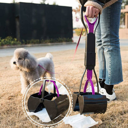 Foldable Dog And Cat Poop Scooper Pet Long Handle Pooper Scooper, Easy To Pick Up Waste, Black & Purple V1188-MS-227-2452