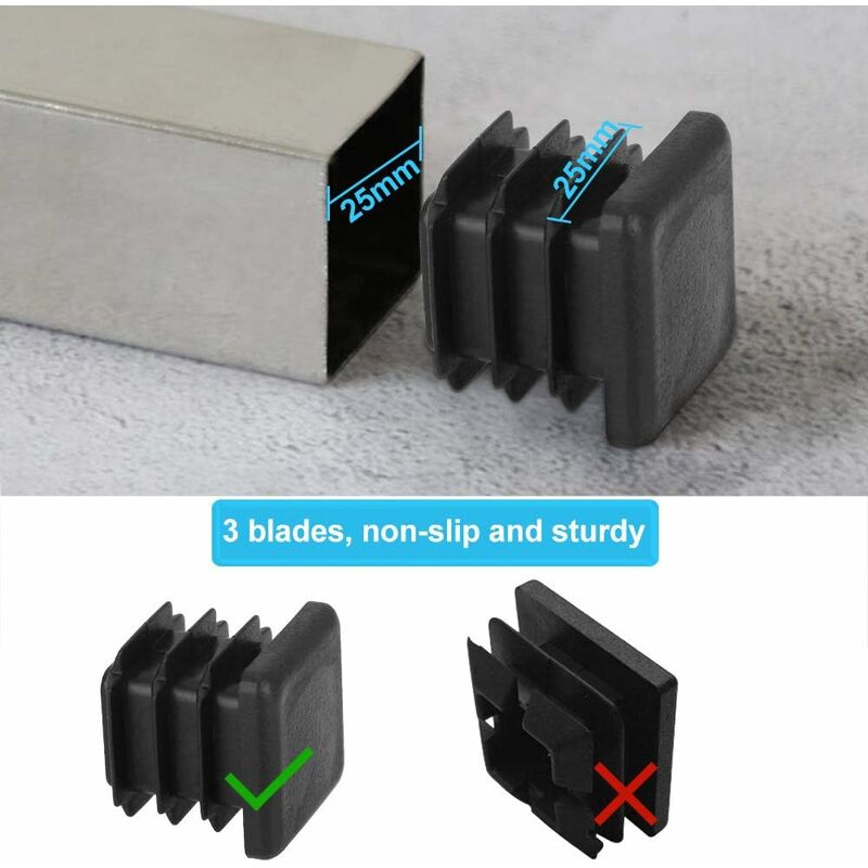 Decareta 20 pcs Chair Leg Cap, Square Pipe Cap, Plastic Square Post Cap For Furniture Feet Trampoline Cabinet V1188-MS-227-2456