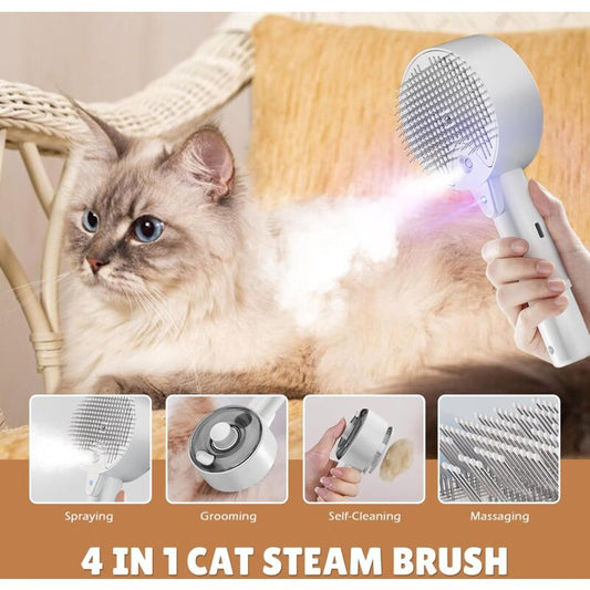 Cat Steam Brush, 4 In 1 Cat Steam Brush Self-Cleaning Cat Brush, Cat Brush With Water Tank Pet Grooming Brush V1188-MS-227-2483