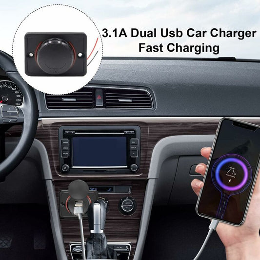 Car Usb Charger, 3.1A 12V/24V Usb Control Panel, Dual Port Charger Power Socket, 2 Port Adapter, For Car, V1188-MS-227-2541