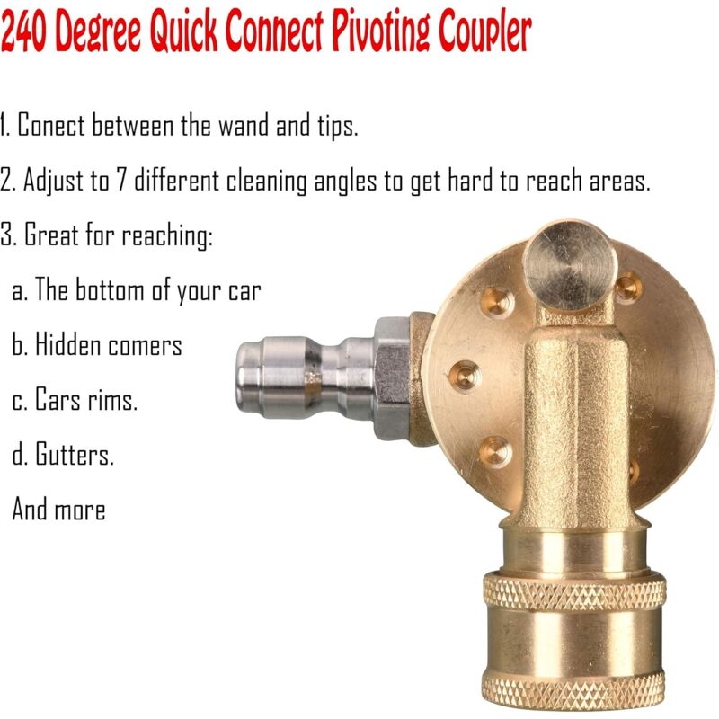 DAily Swivel Coupler Tool For Pressure Washer Tips Gutter Cleaner Attachment 1/4 Inch Quick Disconnect 240 V1188-MS-227-2556