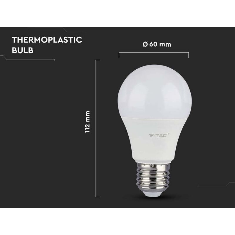Pack Of 10 Pack Of 10 E27 9W A60 LED Bulbs - Warm White Light 4200K - 806 Lumen V1188-MS-227-2613