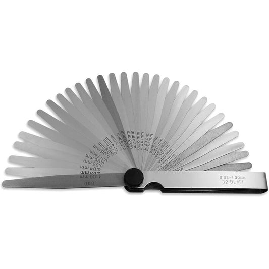 32 Blades Steel Feeler Gauge - Dual Marked Metric And Imperial Measuring Tool For Measuring Gap Width Or V1188-MS-227-2659