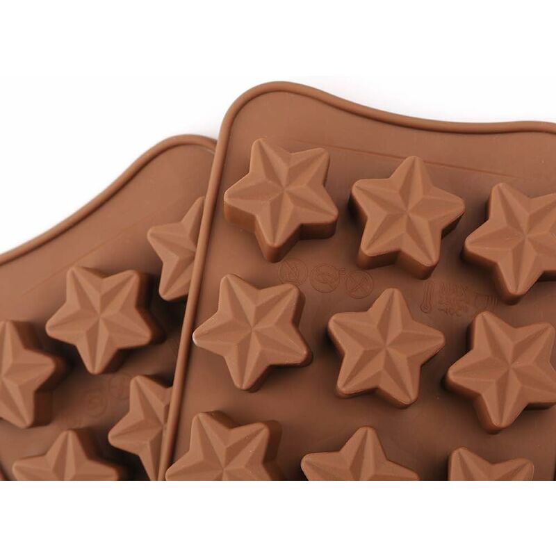 15 Cavity Star Shape Chocolate Mold, Non-Stick Food Grade Silicone Mold Set For Candy Jelly, Ice Cube V1188-MS-227-2704
