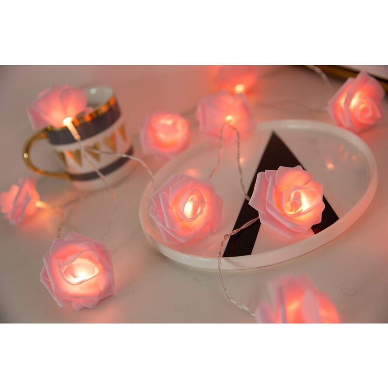 Battery Operated LED String Lights Pink Flowers Pattern Diameter 6Cm, Pe (Polyethylene)., Pink, 3M 20LED V1188-MS-227-2720