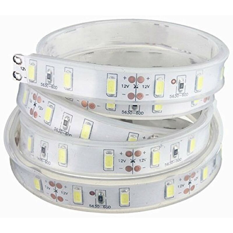 5M 5630 Smd LED Silicone Strip Light Cool White Waterproof 12V V1188-MS-227-2730