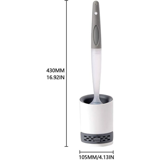 Silicone Toilet Brush With Soap Dispenser, Wall Mounted/Standing No Drilling Cleaning Brush With Holder For V1188-MS-227-2742