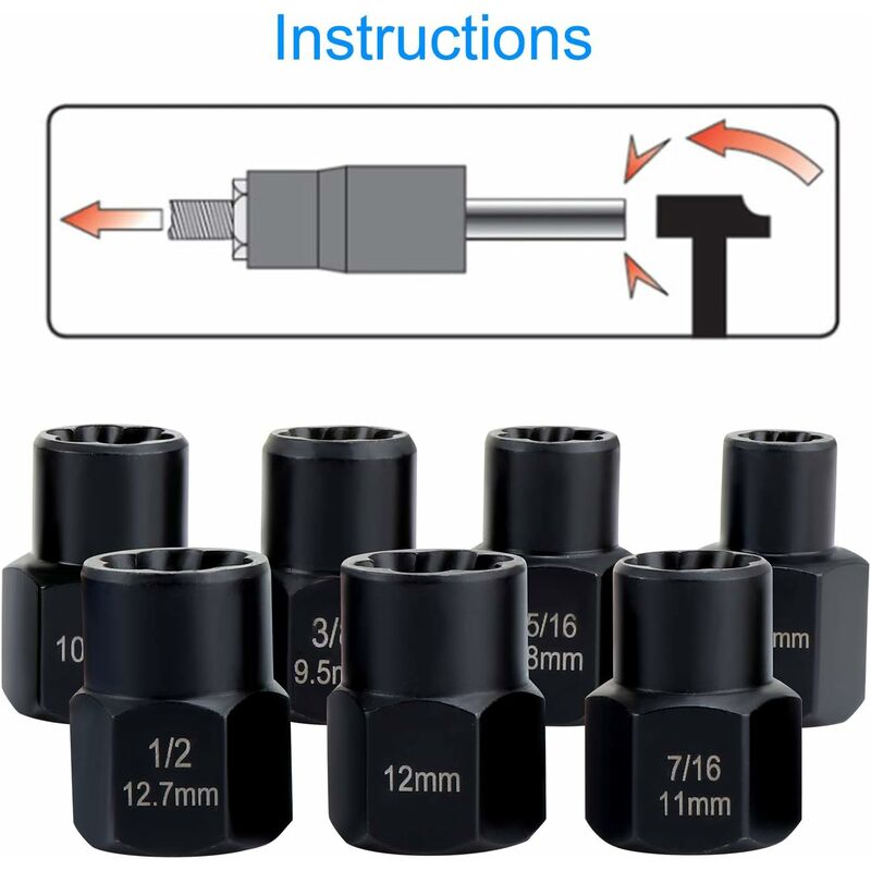 Socket Sets, Nut Extractor, DAmaged Bolt Extractor Socket (13 pcs) V1188-MS-227-2763